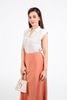 FAS34000 - Áo sơ mi công sở vải chiffon xốp dáng suông cổ xẻ V tay chờm có đệm vai - PANTIO