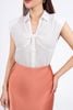 FAS34000 - Áo sơ mi công sở vải chiffon xốp dáng suông cổ xẻ V tay chờm có đệm vai - PANTIO
