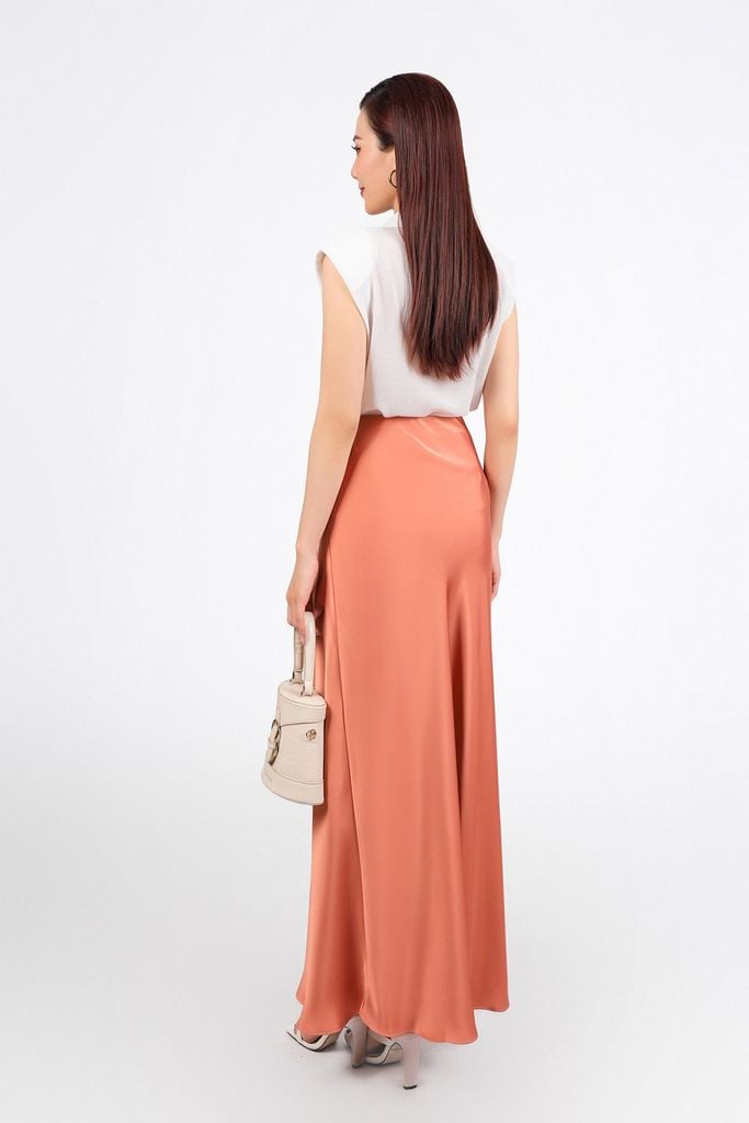 FAS34000 - Áo sơ mi công sở vải chiffon xốp dáng suông cổ xẻ V tay chờm có đệm vai - PANTIO