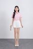 FAS34011 - Áo sơ mi vải thô kate dáng croptop cổ đức tay ngắn eo phối dây nơ thắt tạo kiểu - JAN.