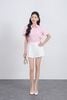 FAS34011 - Áo sơ mi vải thô kate dáng croptop cổ đức tay ngắn eo phối dây nơ thắt tạo kiểu - JAN.