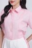 FAS34011 - Áo sơ mi vải thô kate dáng croptop cổ đức tay ngắn eo phối dây nơ thắt tạo kiểu - JAN.