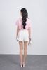 FAS34011 - Áo sơ mi vải thô kate dáng croptop cổ đức tay ngắn eo phối dây nơ thắt tạo kiểu - JAN.
