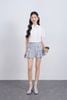 FAS34011 - Áo sơ mi vải thô kate dáng croptop cổ đức tay ngắn eo phối dây nơ thắt tạo kiểu - JAN.