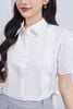 FAS34011 - Áo sơ mi vải thô kate dáng croptop cổ đức tay ngắn eo phối dây nơ thắt tạo kiểu - JAN.