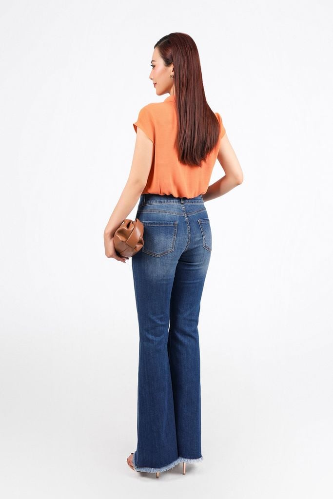 FAS34016 - Áo sơ mi công sở vải thô mỏng dáng croptop cổ đức tay chờm gấu phối vạt thắt eo tạo kiểu - PANTIO