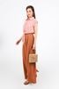 FAS34016 - Áo sơ mi công sở vải thô mỏng dáng croptop cổ đức tay chờm gấu phối vạt thắt eo tạo kiểu - PANTIO