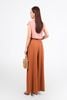 FAS34016 - Áo sơ mi công sở vải thô mỏng dáng croptop cổ đức tay chờm gấu phối vạt thắt eo tạo kiểu - PANTIO