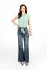 FAS34016 - Áo sơ mi công sở vải thô mỏng dáng croptop cổ đức tay chờm gấu phối vạt thắt eo tạo kiểu - PANTIO