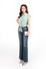 FAS34016 - Áo sơ mi công sở vải thô mỏng dáng croptop cổ đức tay chờm gấu phối vạt thắt eo tạo kiểu - PANTIO