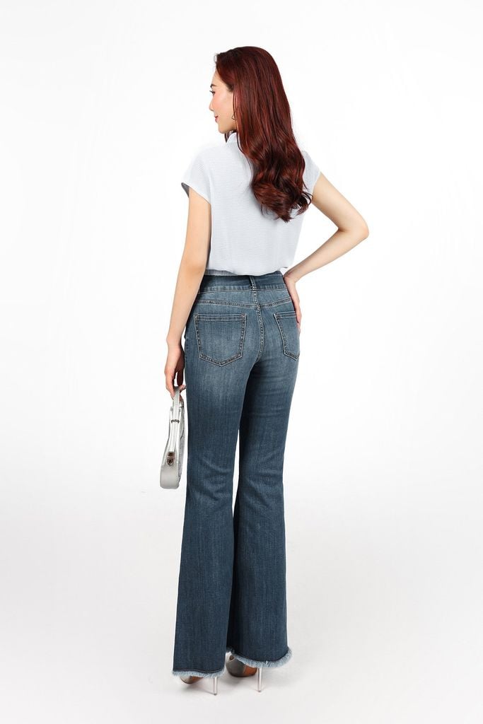 FAS34016 - Áo sơ mi công sở vải thô mỏng dáng croptop cổ đức tay chờm gấu phối vạt thắt eo tạo kiểu - PANTIO