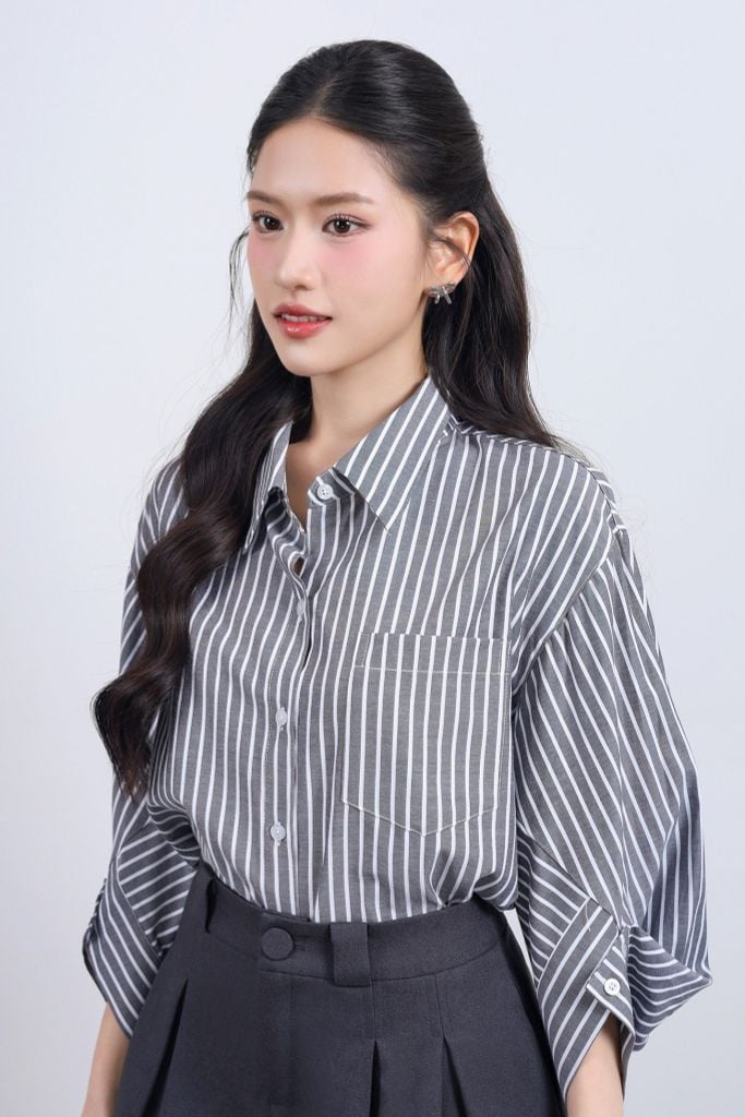 FJN1715 - Chân váy ngắn vải denim dáng A xòe thân váy xếp ly tạo kiểu khóa thân trước - JAN.