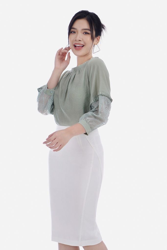 FJD3612 - Chân váy midi chất liệu tuýt-si dáng bút chì - PANTIO
