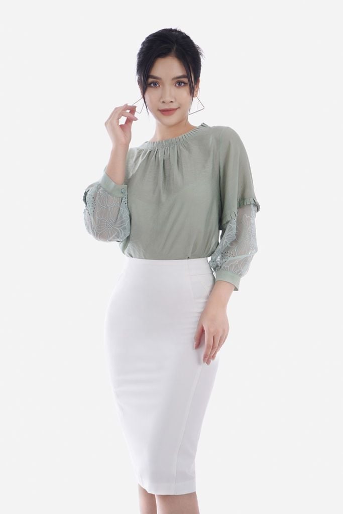 FJD3612 - Chân váy midi chất liệu tuýt-si dáng bút chì - PANTIO