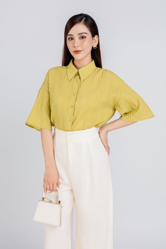 BQD33097 - Quần công sở vải Tuyp xy dáng suông ly bong tạo kiểu khóa thân trước - PANTIO
