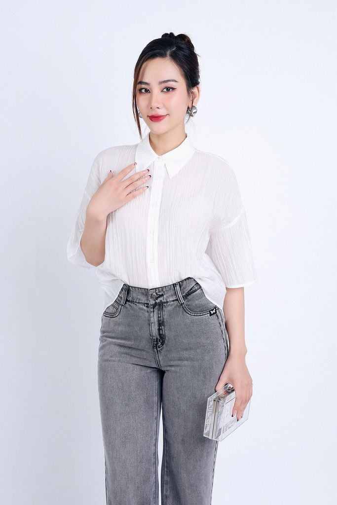 FQB164 - Quần Jean cao cấp vải Denim dáng suông phối hoạ tiết hai bên hông - PANTIO
