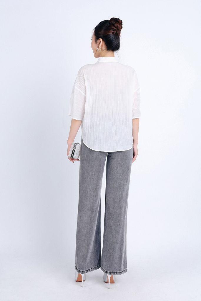 FQB164 - Quần Jean cao cấp vải Denim dáng suông phối hoạ tiết hai bên hông - PANTIO