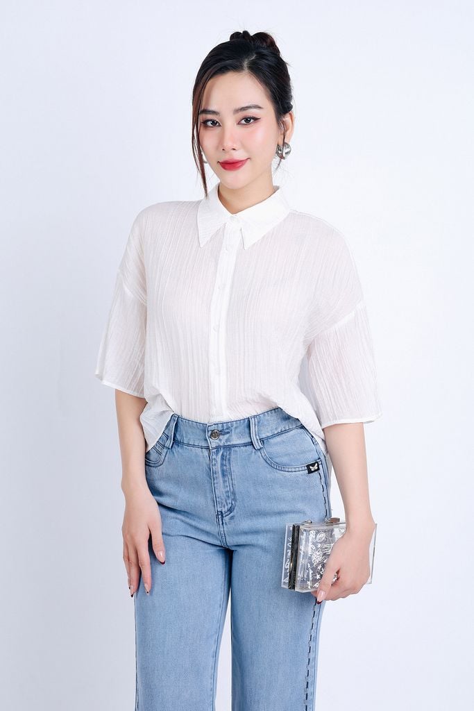 FQB164 - Quần Jean cao cấp vải Denim dáng suông phối hoạ tiết hai bên hông - PANTIO