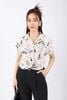 FAS53561 - Áo kiểu công sở vải chiffon dáng suông cạp xoắn tạo kiểu cổ đức vai chờm tay liền - PANTIO