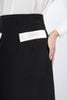 BJD12995 - Chân váy công sở vải thô dáng A có lót vải habutai thân phối nắp túi khác màu đính ngọc trai tạo kiểu khóa thân sau - PANTIO