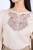 FAS53608 - Áo sơ mi công sở vải Linen dáng suông cổ tròn tay lửng gấu tay bo chun thân áo thêu hoạ tiết trang trí - PANTIO