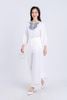FAS53608 - Áo sơ mi công sở vải Linen dáng suông cổ tròn tay lửng gấu tay bo chun thân áo thêu hoạ tiết trang trí - PANTIO