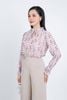 FAS53663 - Áo sơ mi công sở vải tơ hoa dáng suông cổ kiểu xếp ly phối dây nơ tay áo xoè bo chun - PANTIO
