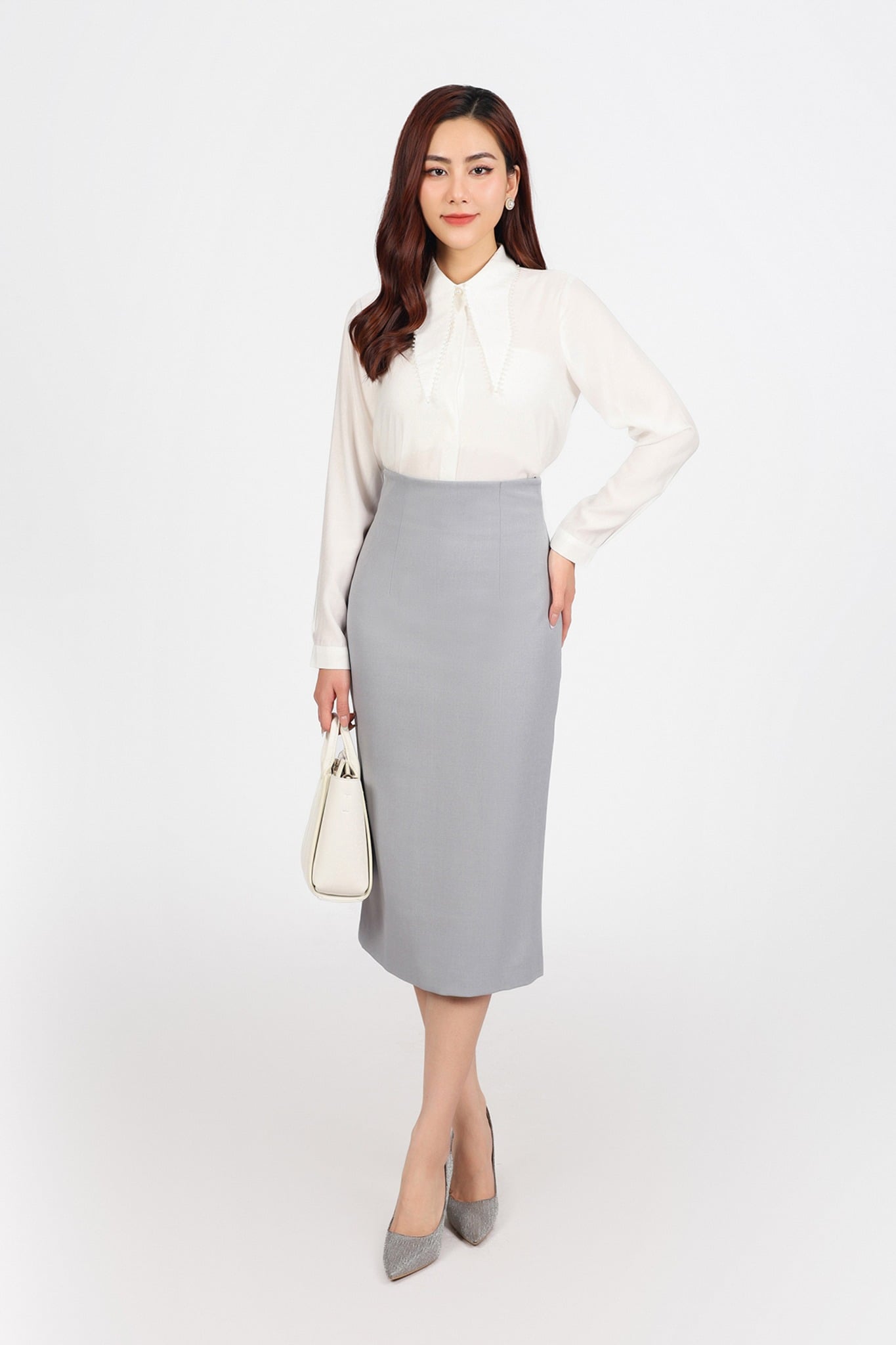 FJD51311 - Chân váy công sở vải tuytsi dáng bút chì khoá thân sau - PANTIO