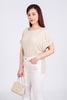 FAS53819 - Áo sơ mi công sở vải tuyp xy mỏng dáng suông cổ tròn tay cánh dơi phối chun thân áo xẻ tà tạo kiểu - PANTIO