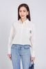 FAS53829 - Áo sơ mi công sở vải thô kate dáng suông cổ đức tay dài có túi ngực thêu hoạ tiết trang trí - PANTIO