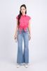 FAS53850 - Áo sơ mi cộng sở vải thô dáng croptop cổ đức tay chờm buộc eo cài khuy thân trước - PANTIO