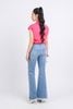 FAS53850 - Áo sơ mi cộng sở vải thô dáng croptop cổ đức tay chờm buộc eo cài khuy thân trước - PANTIO