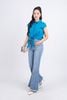 FAS53850 - Áo sơ mi cộng sở vải thô dáng croptop cổ đức tay chờm buộc eo cài khuy thân trước - PANTIO