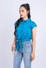 FAS53850 - Áo sơ mi cộng sở vải thô dáng croptop cổ đức tay chờm buộc eo cài khuy thân trước - PANTIO