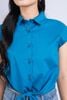 FAS53850 - Áo sơ mi cộng sở vải thô dáng croptop cổ đức tay chờm buộc eo cài khuy thân trước - PANTIO