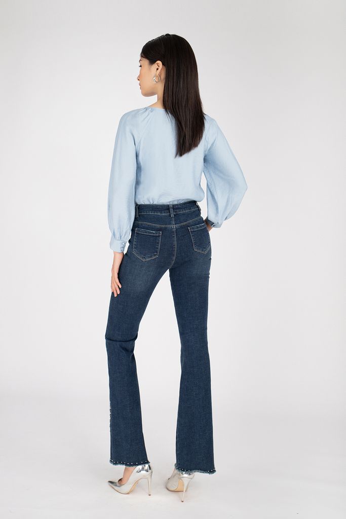 Áo sơ mi chât liệu thô mỏng khuy măng séc tay xếp ly bồng FAS73082 - PANTIO