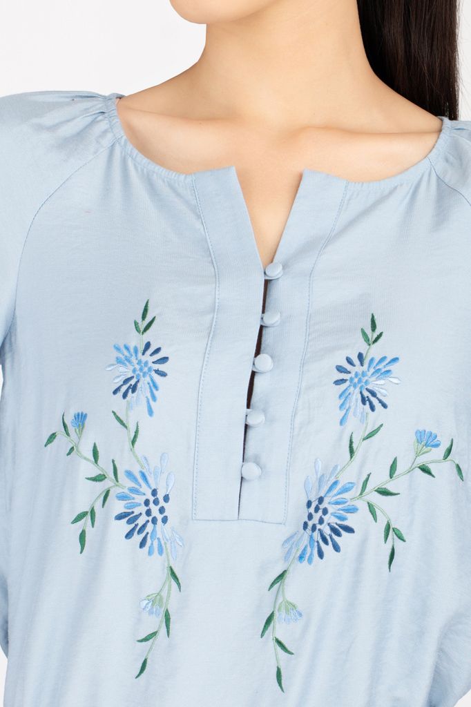 Áo sơ mi chât liệu thô mỏng khuy măng séc tay xếp ly bồng FAS73082 - PANTIO