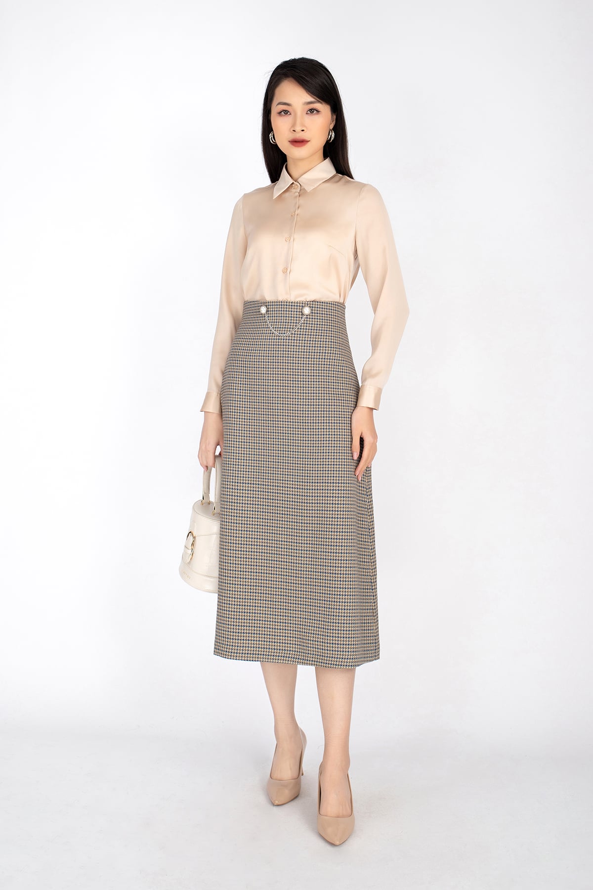 FAS73113 - Áo sơ mi chất liệu lụa cổ đức dài tay - PANTIO