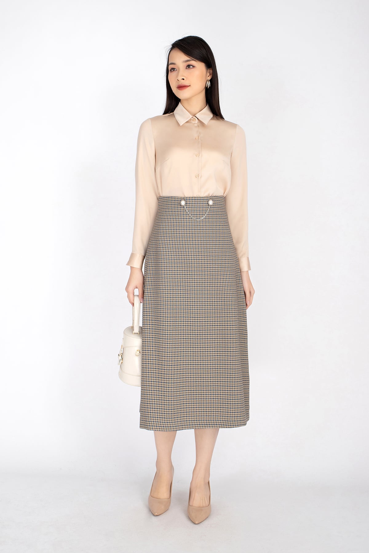 FAS73113 - Áo sơ mi chất liệu lụa cổ đức dài tay - PANTIO