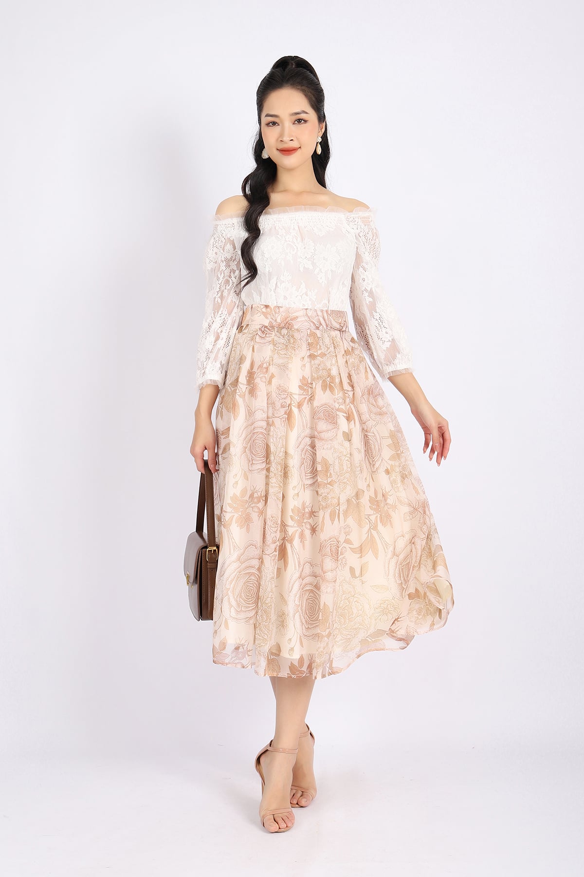 FJD51041 - Chân váy dạo phố vải voan dáng Xoè cạp rời khóa thân sau - PANTIO