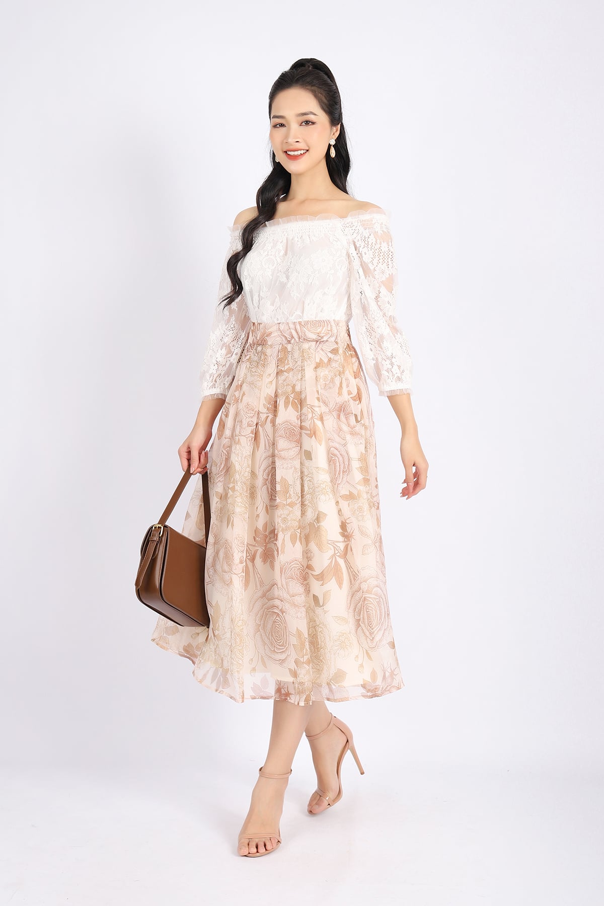 FJD51041 - Chân váy dạo phố vải voan dáng Xoè cạp rời khóa thân sau - PANTIO