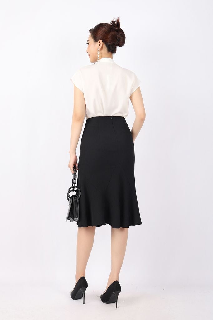 FJD51068 - Chân váy công sở vải tuytsi dáng bút chì Xoè đuôi cá cạp liền khóa thân sau - PANTIO
