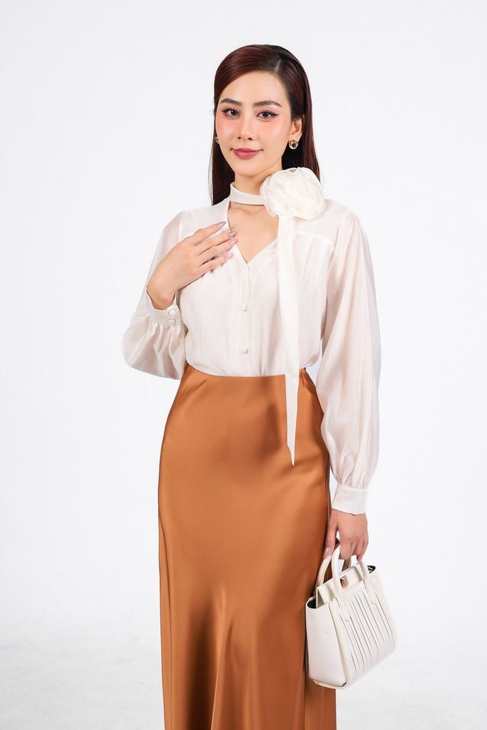 FJD51213 - Chân váy dài công sở vải lụa dày dáng đuôi cá cạp chun - PANTIO