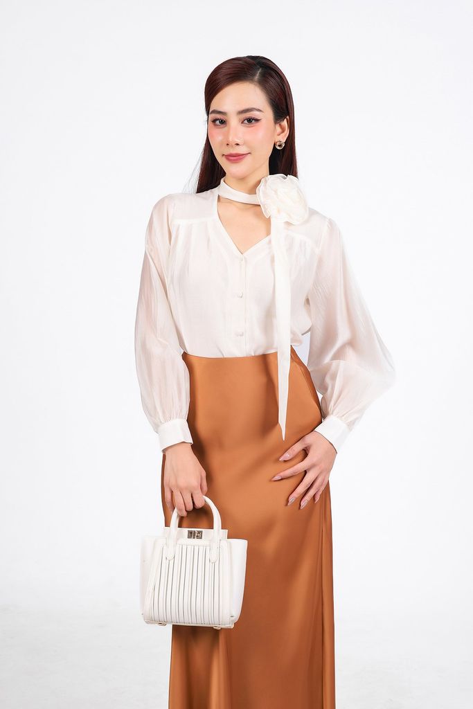 FJD51213 - Chân váy dài công sở vải lụa dày dáng đuôi cá cạp chun - PANTIO