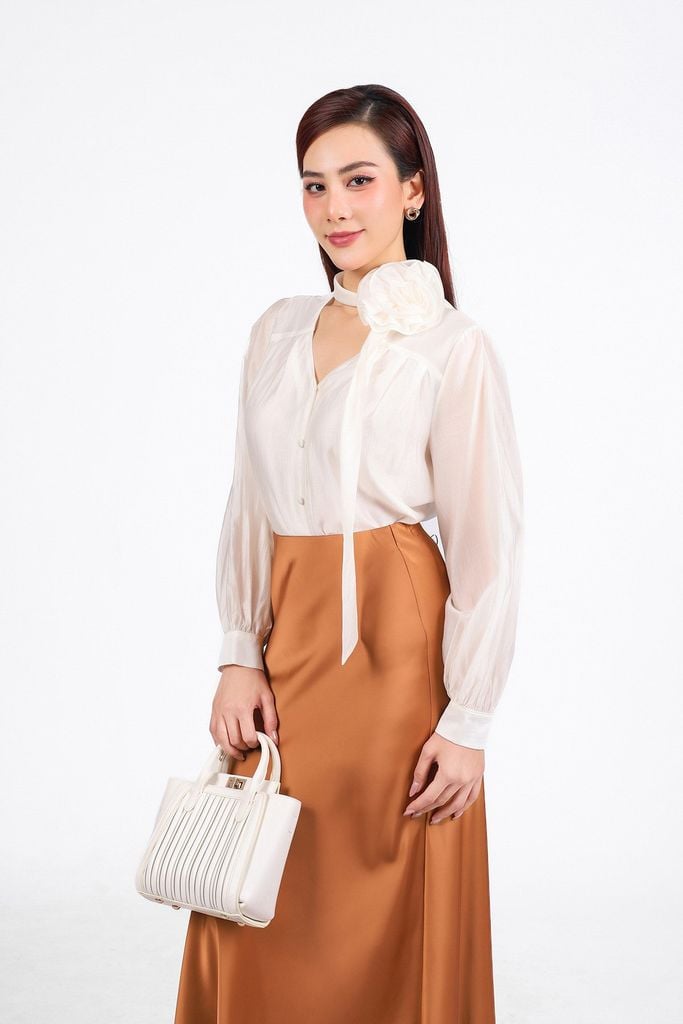 FJD51213 - Chân váy dài công sở vải lụa dày dáng đuôi cá cạp chun - PANTIO