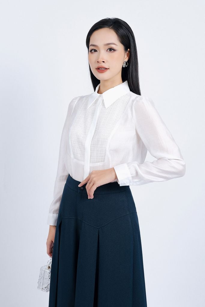 FQL7506 - Quần lửng công sở vải thô dáng xoè ống quần xếp ly bong tạo kiểu khoá thân trước - PANTIO