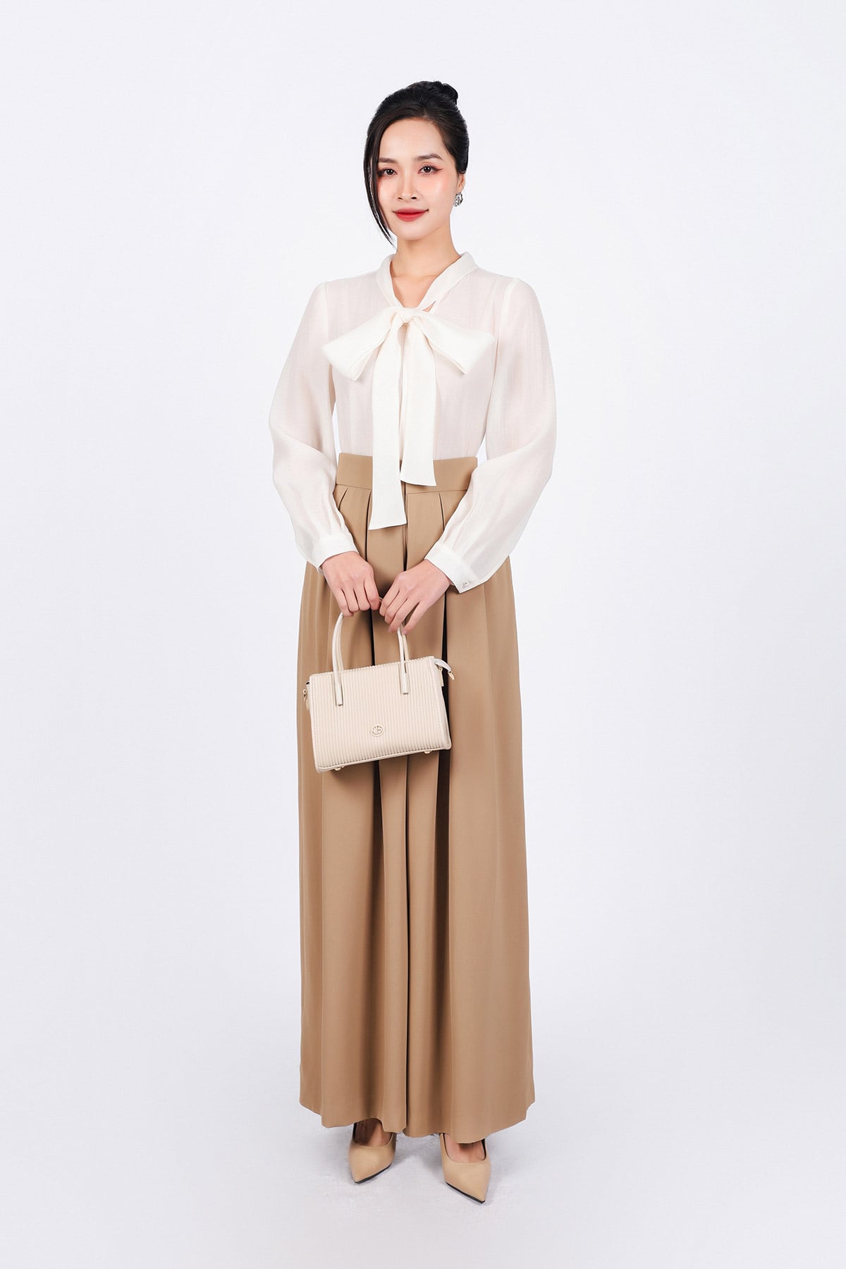 FQD51125 - Quần công sở dáng suông ống rộng phối ly bong tạo xoè khóa thân trước - PANTIO