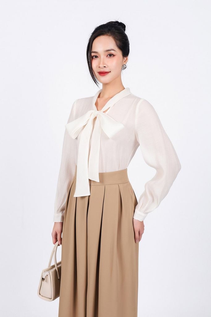 FQD51125 - Quần công sở dáng suông ống rộng phối ly bong tạo xoè khóa thân trước - PANTIO