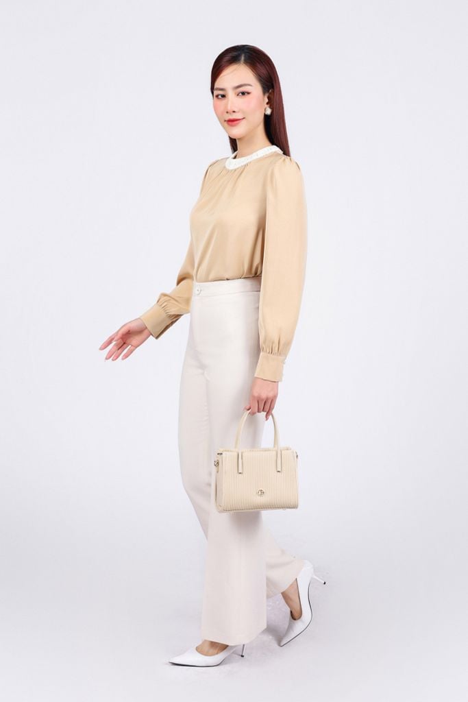 BQD93251 - Quần công sở vải thô dày dáng ôm ống vẩy khóa thân trước - PANTIO