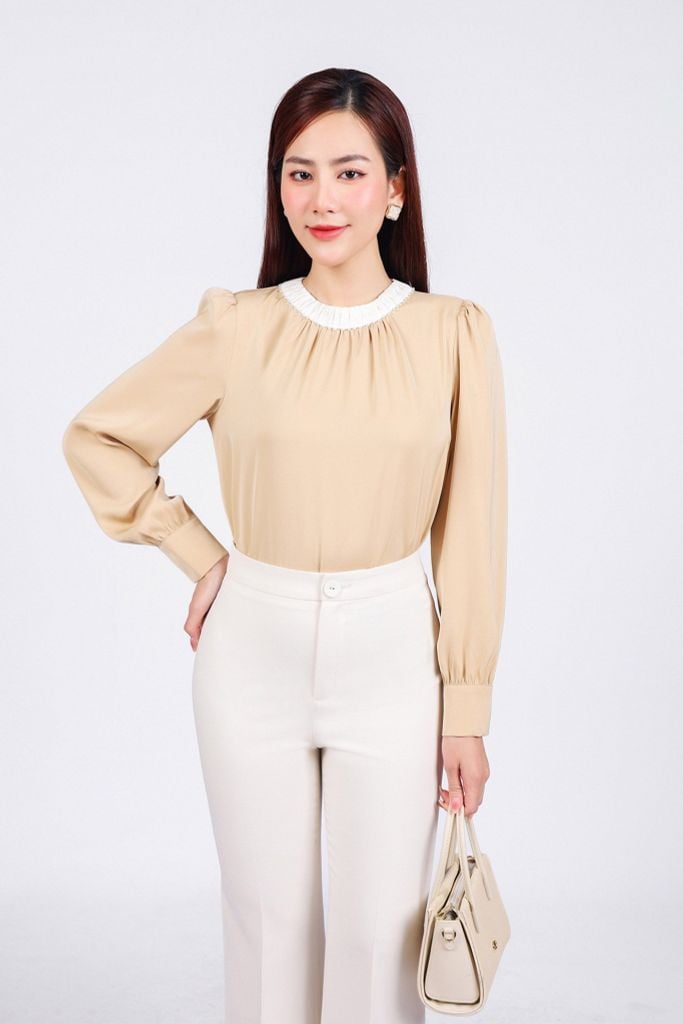 BQD93251 - Quần công sở vải thô dày dáng ôm ống vẩy khóa thân trước - PANTIO